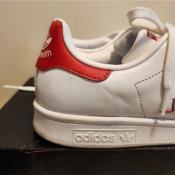 Adidas Stan Smith "Red Squiggly" White/Red Leather Sneakers Mens Sz.7.5 Ret.$150 - Picture 3 of 12